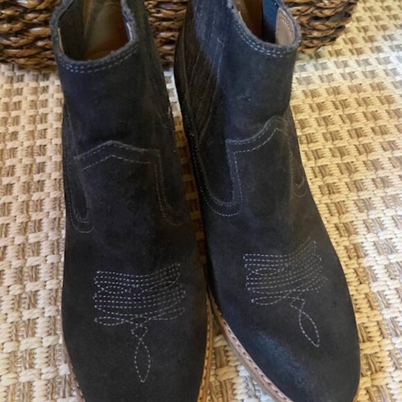 Dolce Vita Chocolate Black Suede Cowboy Bootie Women Size 8  Real LEATHER - Picture 3 of 7